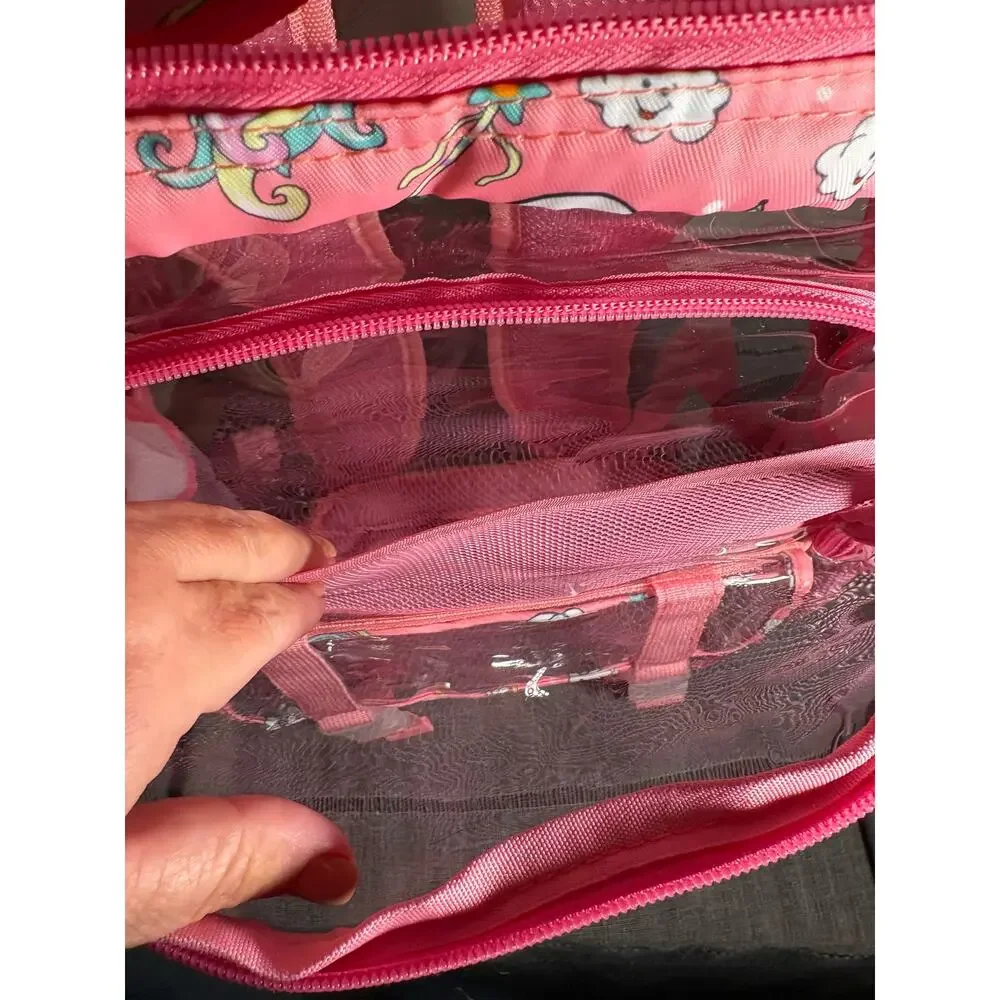 Pink unicorn clear school backpack transparent
